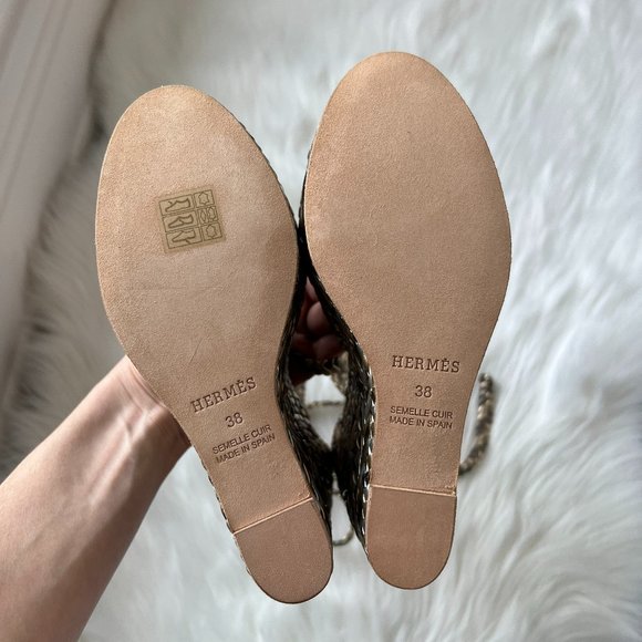 Hermès Women's Gold/Bronze Espadrille Sandals Size 38 - Picture 8 of 12